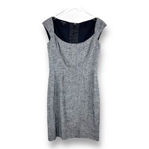 Narsico Rodriguez Linen/Silk Nubby Gray Sheath Dress‎ w/Black Color-block Back 6